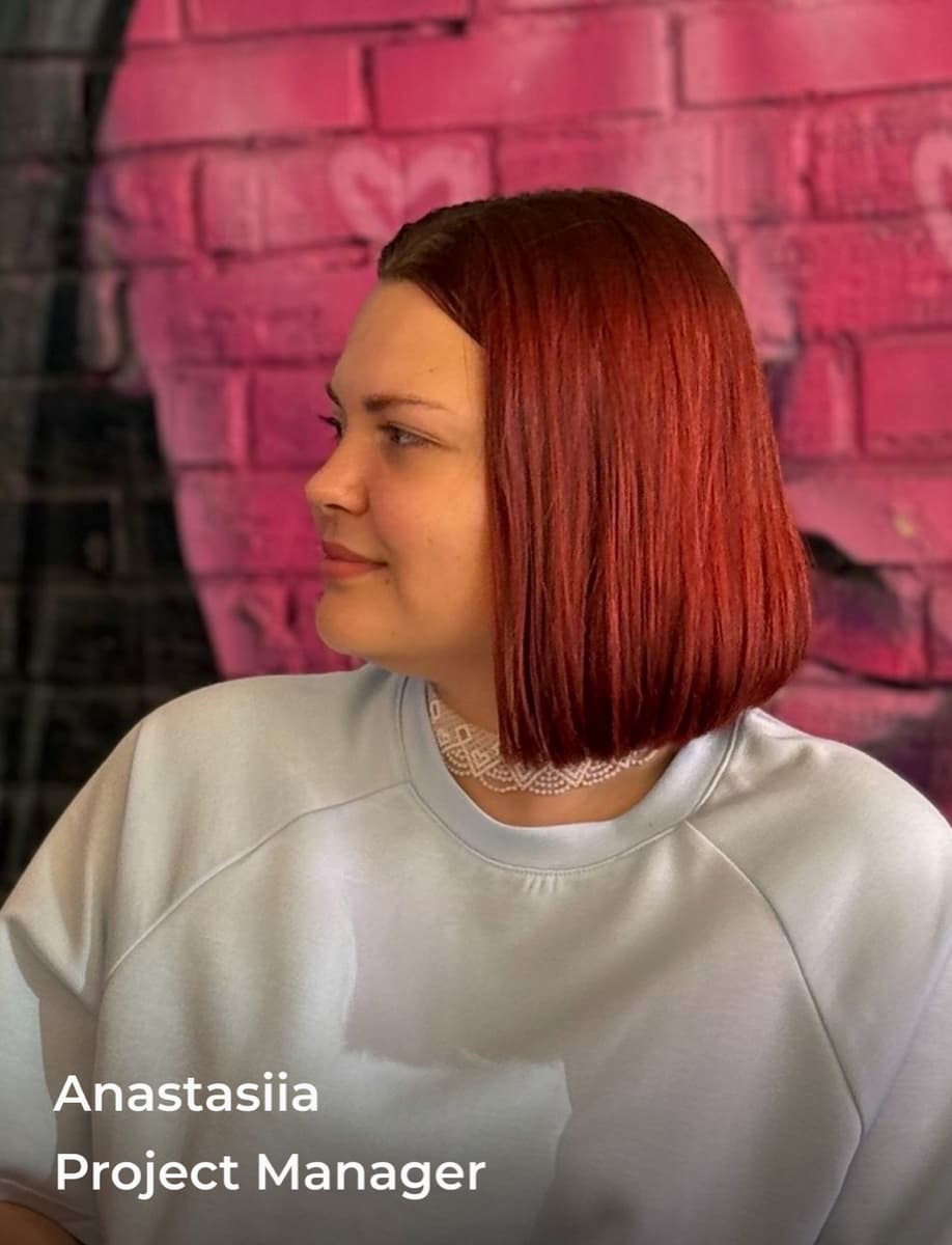 Portrait of Anastasiia, Project Manager at Yepanoff
